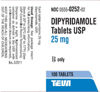 Dipyridamole (Persantine) 25mg Tablets  x 1's